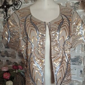 Peter Nygard Gold and Silver Sequin Short Blazer